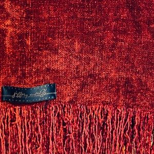 Vintage Jeffery Aronoff Handwoven Chenille Ox Blood Red Maroon Scarf Fringe